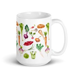 Root Vegetable Mug, Plant Lover, Veggie, Nature Lover, Grounded, Floral, Cottagecore, Tea, Coffee, G