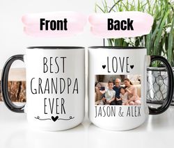 best grandpa ever mug, personalized photo mug for grandpa, personalized with photo of kids, grandfather mug with picture