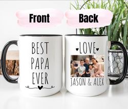 best papa ever mug, personalized mug with picture, papa gift, photo mug for papa, kids photo mug, papa mug, custom photo