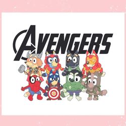 Bluey Avengers Superheroes Characters ,Trending, Mothers day svg, Fathers day svg, Bluey svg, mom svg, dady svg.jpg
