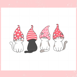 valentine cat with gnome hat svg ,valentine svg,valentine day ,valentine,happy valentine, cupid svg