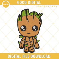 Baby Groot Embroidery Design, Superhero Embroidery Digital File, Embroidery Design,Embroidery Design svg, Embroidery