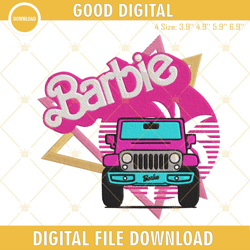 Barbie Jeep Car Embroidery Files, Barbie Embroidery Designs, Embroidery Design,Embroidery Design svg, Embroidery