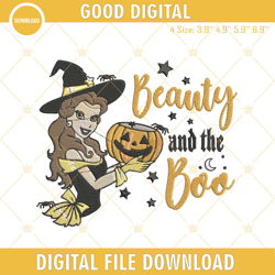 Beauty And The Boo Embroidery Designs, Disney Princess Belle Halloween Embroidery Design File, Embroidery Design,Embroid