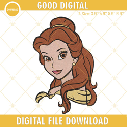 Belle Princess Embroidery Designs, Disney Beauty And The Beast Princess Embroidery Files, Embroidery Design,Embroidery D