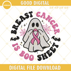 Breast Cancer Is Boo Sheet Embroidery Files, Halloween Breast Cancer Embroidery Designs, Embroidery Design,Embroidery De