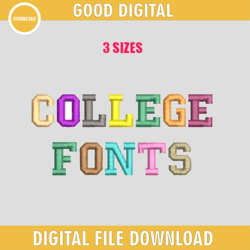 College Fonts Embroidery Design, Fonts Embroidery Files, Fonts Machine Embroidery Design, Embroidery Design,Embroidery D