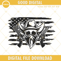 Cowboy Skeleton American Flag Embroidery Designs, Western Skull Embroidery Files, Embroidery Design,Embroidery Design sv