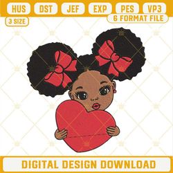 Afro Baby Girl Valentine Heart Embroidery Designs, Black Girl Valentines Embroidery Files.jpg
