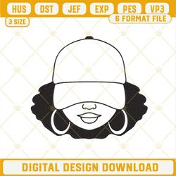 Afro Girl With Cap Embroidery Designs, Black History Month Embroidery Files.jpg