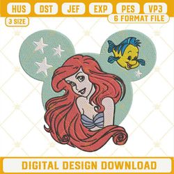 Ariel Disney Princess Embroidery Designs, The Little Mermaid Embroidery Design File.jpg