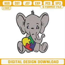 Autism Elephant Embroidery Designs, Autism Embroidery Design File, Autism Elephant Embroidery Files.jpg