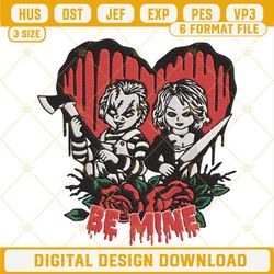 Be Mine Chucky Tiffany Embroidery Designs, Horror Valentine Embroidery Files.jpg