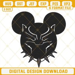 Black Panther Mickey Ears Embroidery Designs, Wakanda Forever Embroidery Files.jpg