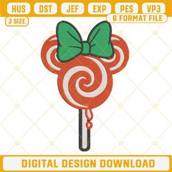 Candy Cane Lollipop Christmas Minnie Embroidery Design File.png