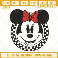 Checkered Minnie Mouse Machine Embroidery Designs, Disney Retro Embroidery Files.jpg