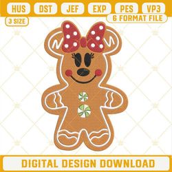 Christmas Minnie Gingerbread Cookie Embroidery Design File.jpg