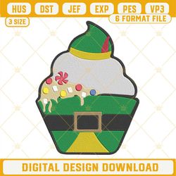 Cupcake Buddy The Elf Christmas Embroidery Design File.png
