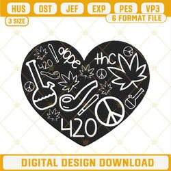 Happy 420 Heart Embroidery Design, Cannabis Embroidery File.jpg