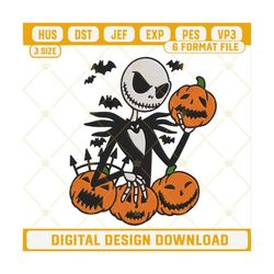Jack Skellington With Pumpkins Embroidery Files, Pumpkin Halloween Embroidery Designs.jpg