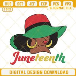 Juneteenth Sun Hat Woman Embroidery Designs, Afro Girl Embroidery Files.jpg