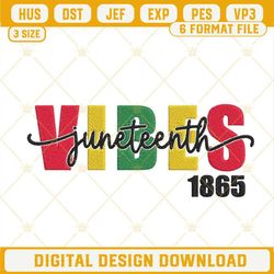 Juneteenth Vibes 1865 Embroidery Designs, Black Independence Day Embroidery Files.jpg