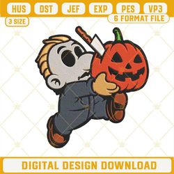 Michael Myers Super Mario Embroidery Designs, Michael Myers Pumpkin Halloween Embroidery Design File.jpg