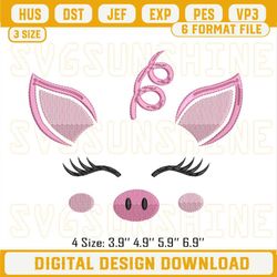 Pig Face Embroidery Files, Pink Pig Embroidery Designs.jpg