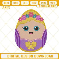 Rapunzel Easter Egg Embroidery Design, Princess Easter Day Embroidery File.jpg