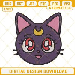 Sailor Moon Luna Black Cat Embroidery Designs, Anime Embroidery Files.jpg