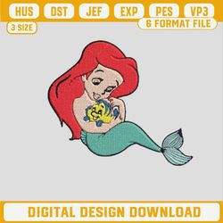 The Little Mermaid Embroidery Design, Mermaid Disney Embroidery Design.jpg