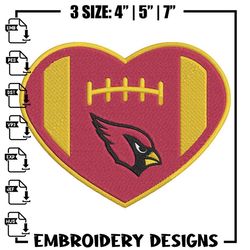 Arizona Cardinals Heart embroidery design, Cardinals embroidery, NFL embroidery, sport embroidery, embroidery design. (3