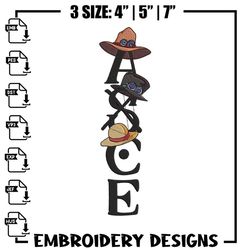 Ace tattoo Embroidery Design, One piece Embroidery, Embroidery File, Anime Embroidery, Anime shirt, Digital download,Emb