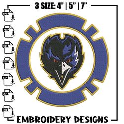 Baltimore Ravens Poker Chip Ball embroidery design, Baltimore Ravens embroidery, NFL embroidery, logo sport embroidery.,