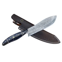damascus chef knife with leather sheath