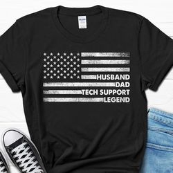 husband dad tech support legend men's shirt, tech support gift for him, funny it support shirt for men, sys admin husban
