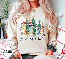 Retro Bluey Christmas Family Sweatshirt, Christmas Family Shirt, Christmas Party 2023 Shirt, Bluey Christmas Trip Shirt,
