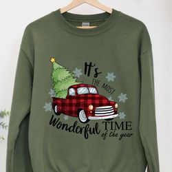 Its The Most Wonderful Time Of The Year Shirts, Trendy Christmas Truck Sweatshirt, Christmas Family Shirts, Christmas Tr
