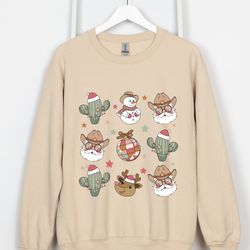 Retro Christmas Western Sweatshirt,Cowboy Santa Shirt,Cowboy Snowman Shirt,Cowboy Christmas Shirt,Trendy Christmas Shirt