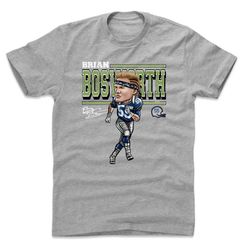Brian Bosworth Men's Cotton T-Shirt - Seattle Throwbacks Brian Bosworth Cartoon WHT
