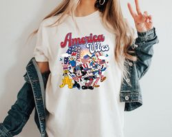 America Vibes Mickey and Friends Disney Happy 4th of July Shirt, WDW Disneyland Family Patriotic American Honor 1776, Di