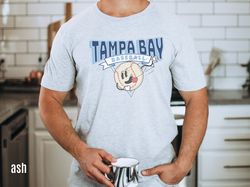 tampa bay cartoon baseball shirt, retro 90s throwback shirt, vintage style base ball tshirt, gameday apparel, tb sports