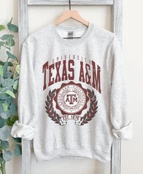retro texas a m oversized sweasthirt in gray, texas a m college, texas a&m aggies , gift for fans, oversized, unisex