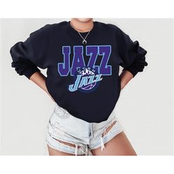 nba utah jazz logo vintage sweatshirt \ t-shirt, utah basketball sweatshirt, nba all star tee, basketball tee, unisex ts