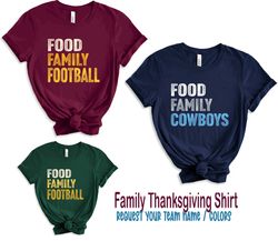 family food football family shirts in team colors for 2023 holiday, cowboys lions packers niners seahawks commanders