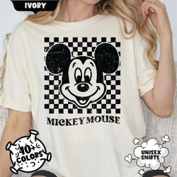 Vintage Mickey Shirt, Disney Shirt, Mickey 1928 Shirt, Checkered Mickey Shirt, Checkered Disney Shirt, Retro Disney Shir
