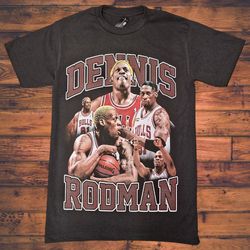 dennis rodman retro basketball graphic t-shirt s-xxl