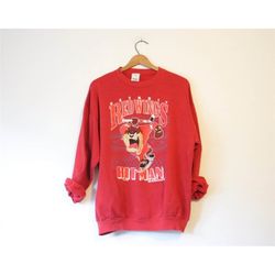 Vintage Detroit Red Wings Hockey Taz Looney Tunes Sweatshirt, Detroit Red Wings Hoodie, Detroit Red Wings Shirt, Gift Fo
