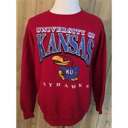 Vintage 90s University of Kansas Jayhawks Crewneck Sweatshirt, Kansas Jayhawks Shirt, Kansas Jayhawks Sweater, Kansas Un