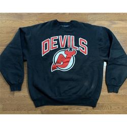 Vintage 90s New Jersey Devils Crewneck Sweatshirt, New Jersey Devils Shirt, New Jersey Devils Hoodie, Gift For Her, Gift